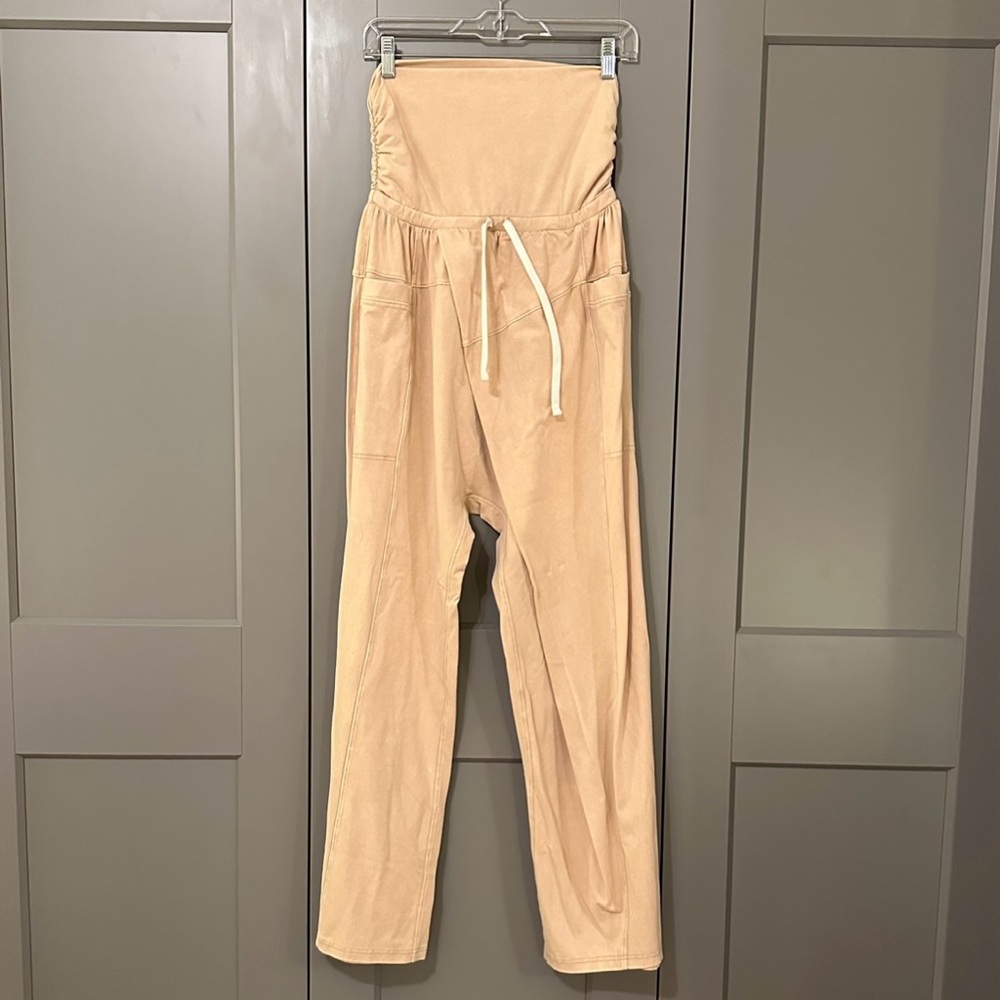 Free People FP Movement Vapor Baggy Pants Beige Cotton Stretch Pocket XS